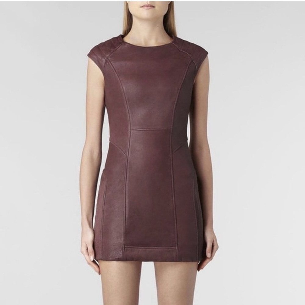 All saints Oxblood leather dress size 2